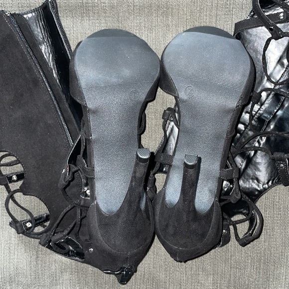 Wild Diva Black Suede Gladiator Heels New 7 - Picture 5 of 6